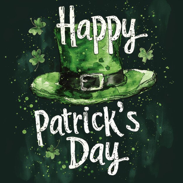 Поздравительная карточка с текстом Счастливого дня Святого Патрика 39 зеленые оттенки клевер ирландская культура
