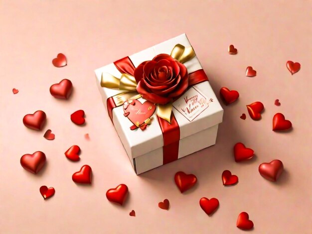 Greeting happy valentine's day with gift box background