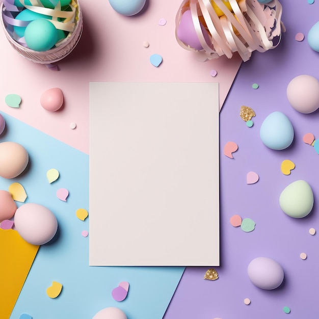 Greeting or invitation card mockup with Easter edge concept Holiday Mockup Easter Mockup AI Generative