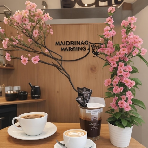 greeting mockup with coffee