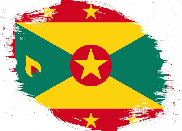 Grenada flag on distressed grunge brush background