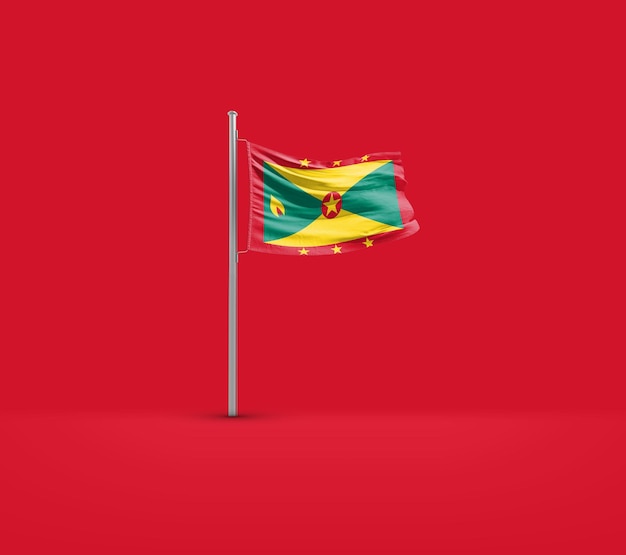 Grenada national flag waving in beautiful sky