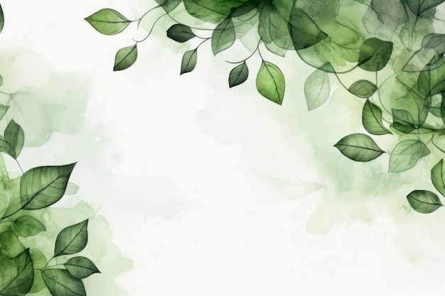 Grenn leaves Alcohol Ink Clipart background copy space mockup