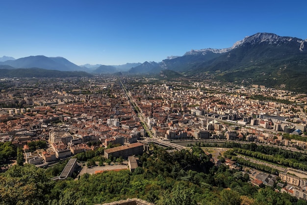 Grenoble panoramisch uitzicht van bovenaf