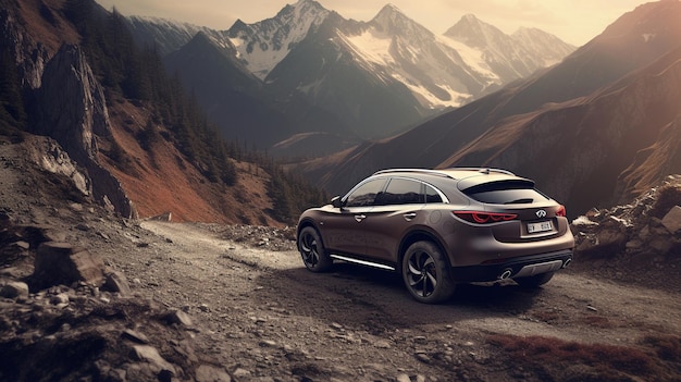 A grey 2020 mazda cx - 5 is parked on a mountain side.