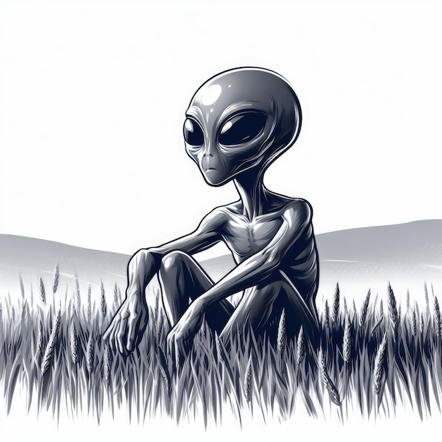 grey alien in the forest