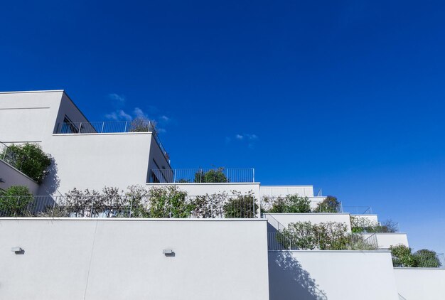 Grey apartment building with modern architecture