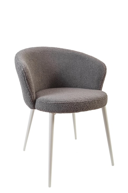 Grey armchair on white legs isolated on a white