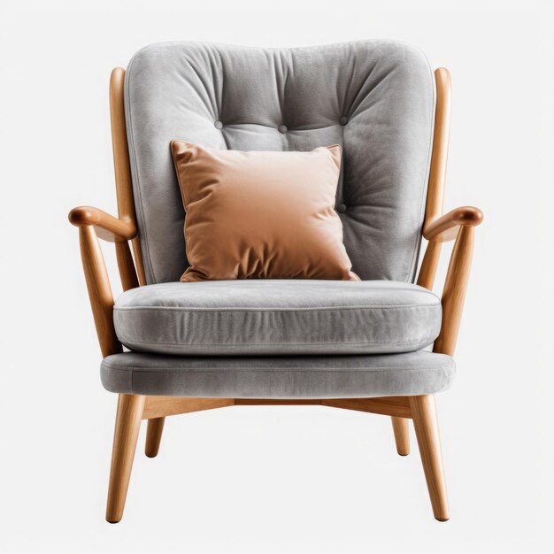 Grey Armchair With Wooden Legs