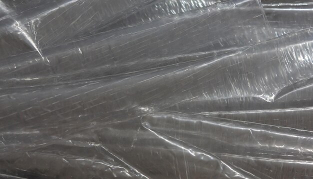 Photo grey background texture of a polyethyleneplastic transparent black plastic filmtransparent stretched