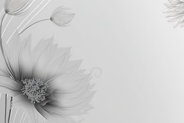 Photo grey background with transparent flower lines copy space