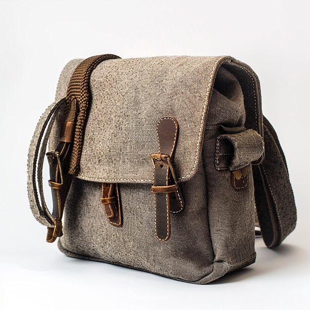 Photo a grey bag with leather straps