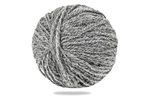 Grey ball of wool on white background