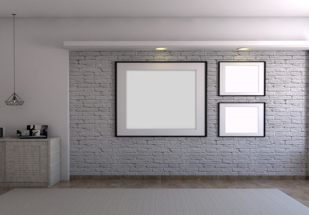 Grey brick wall room background