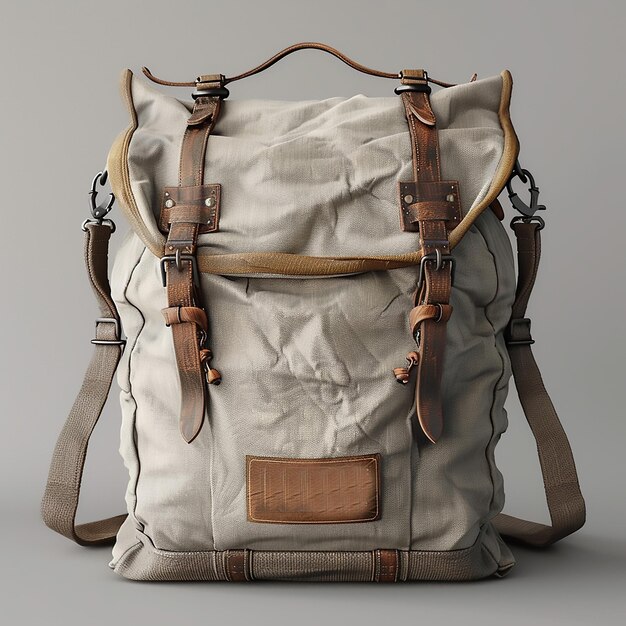 Photo a grey and brown backpack with straps that say quot s quot on it