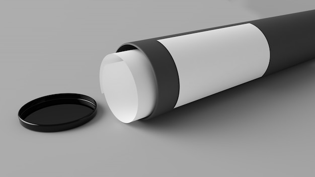 Foto tubo di cartone grigio