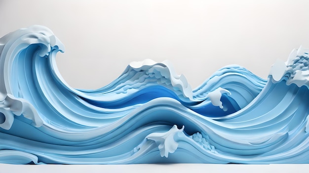 회색 3D 바다 파도 물 풍경 배경 벽화
