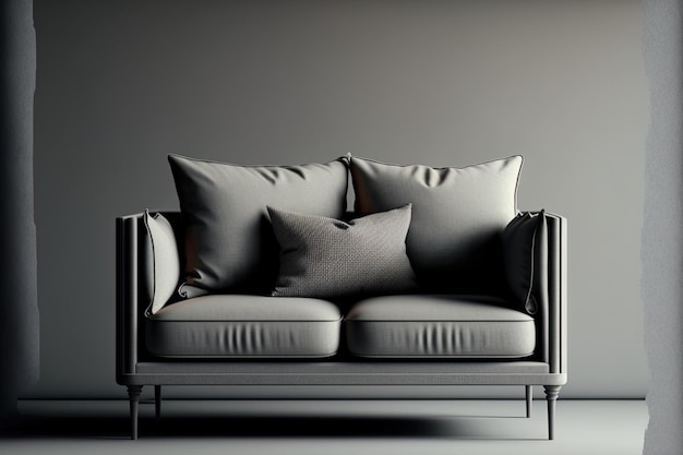 Grey couch with two cushions for each seat alone