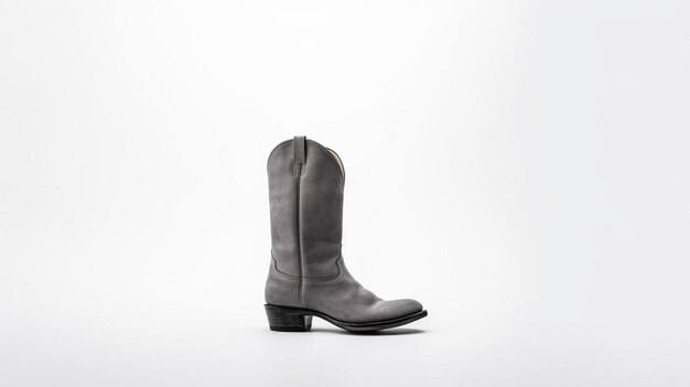 Grey Cowboy Boots изолированы на белом фоне с пространством для копирования рекламы