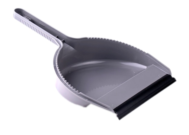 Grey dustpan isolated on a white background