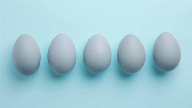 Grey eggs for Easter holiday in a row on light background Banner