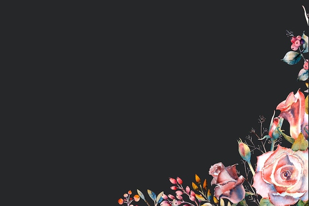 グレーの花と葉のパターン イラスト背景 4