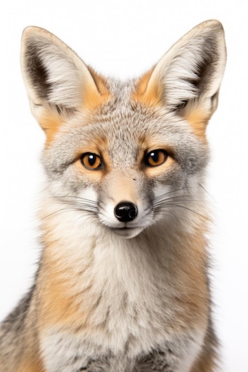 Premium Photo  Grey fox animal in white background