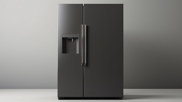 Foto frigorifero grigio con spazio vuoto