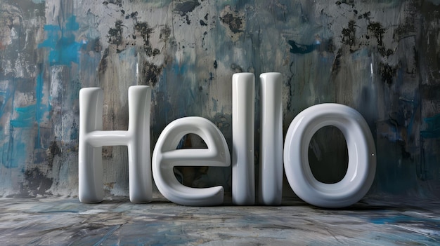 Grey Glossy Surface Hello concept art poster