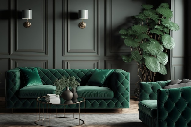 Grey green living room evergreen fog is the color