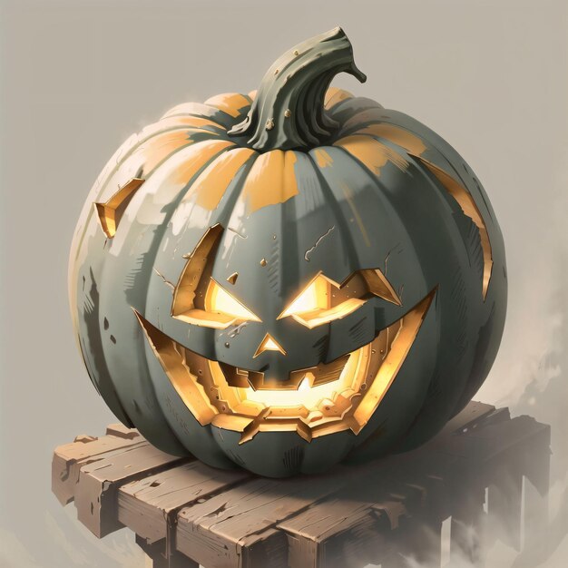 Grey halloween pumpkin on grey background