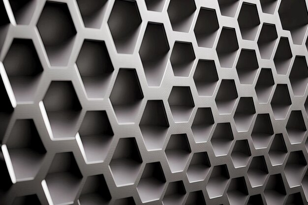 Grey hexagon cells honeycomb mesh pattern d render digital illustration