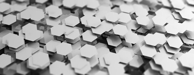 Grey hexagons abstract background 3d illustration