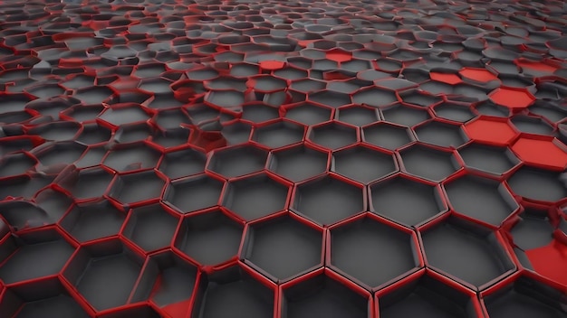 Grey honeycomb pattern and red lines