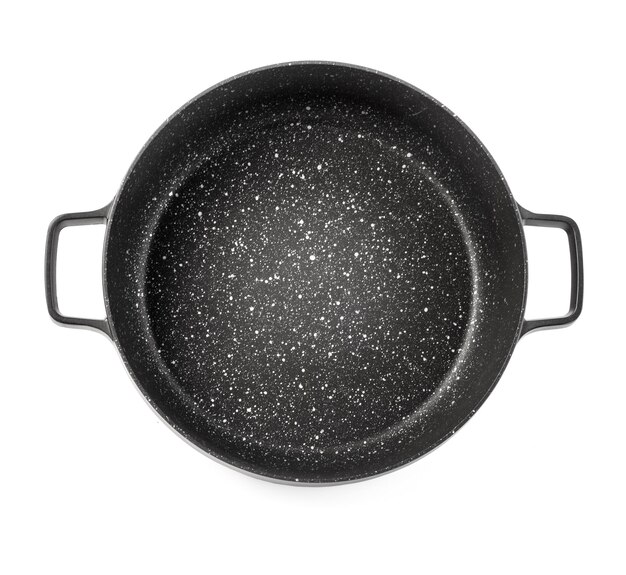 Grey iron frying pan isolated