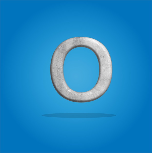grey letter O logo isolated from blue background 3D illustration