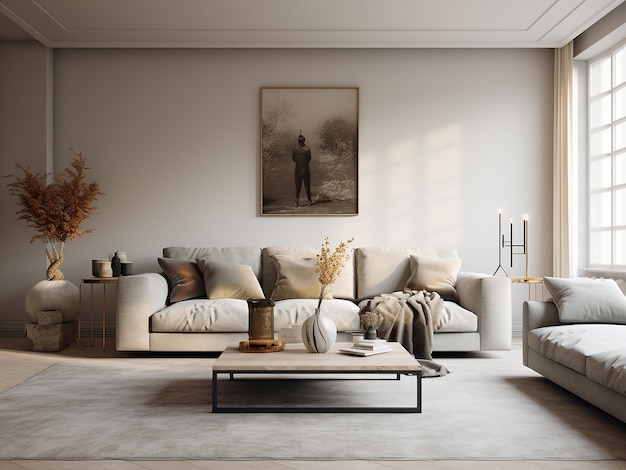 Grey living room interior with a timeless appeal AI Generative