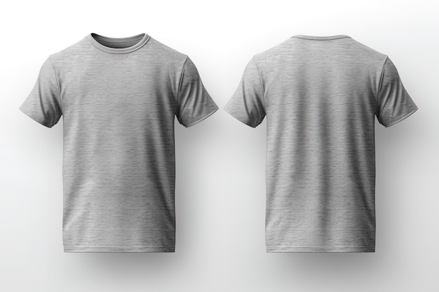 Photo grey male tshirt realistic mockup set from front and back view