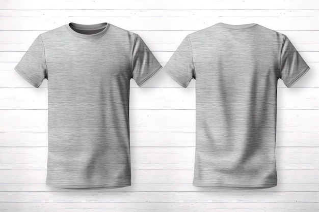 Grey male tshirt realistic mockup set from front and back view