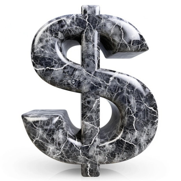 Grey Marble Dollar Sign on White Background