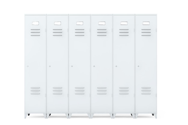 Photo grey metal lockers on a white background