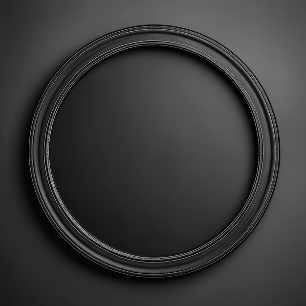 灰色のミニマルな丸い額縁リアルなテクスチャを持つミニマルなリング正方形のデジタル イラスト Ai は黒い背景に空の円を生成