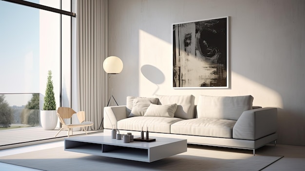 Grey modern living room interior