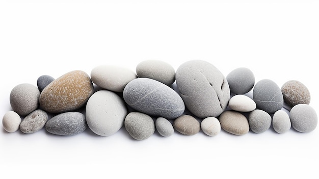 grey pebbles isolated on white background