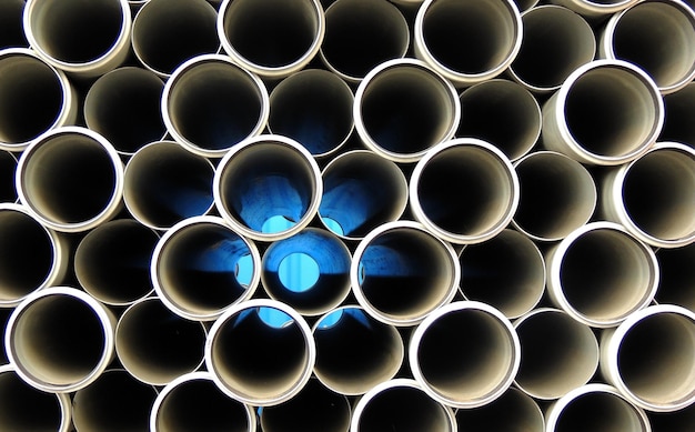 Photo grey pvc water tubes stacked detailed