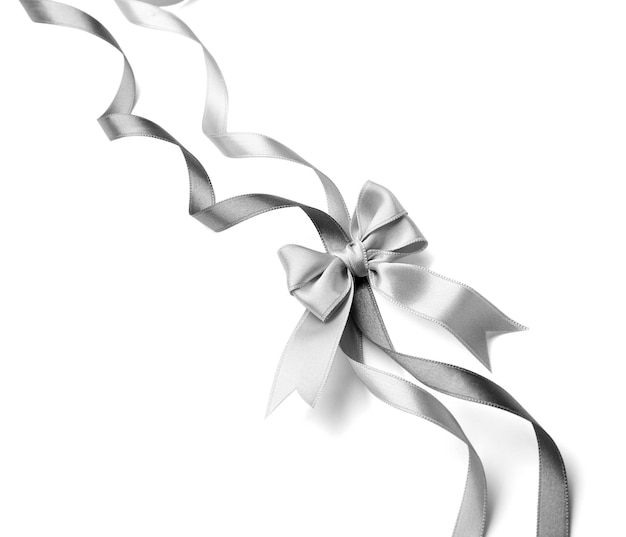 Photo grey ribbon bow on a white background