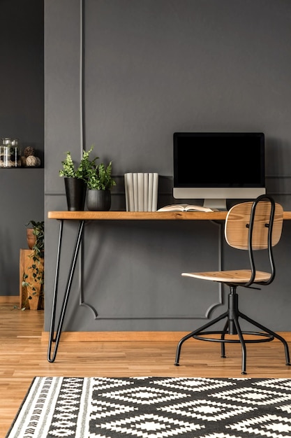 Grey scandi workspace interior