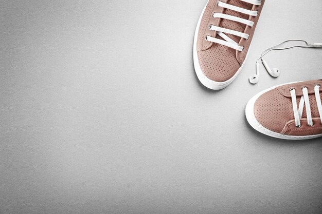 Grey shoes on grey background