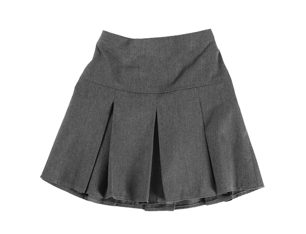 Photo grey skirt isolated on white top view stylish school uniform