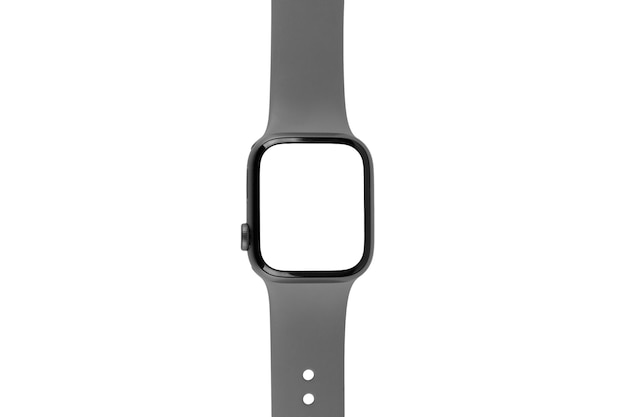 grey smart watch isolated white background blanc screen mockup